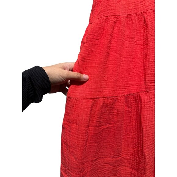 Marine Layer Corinne Double Cloth Maxi Dress Womens Large Orange Gauze Vacation - Picture 11 of 14